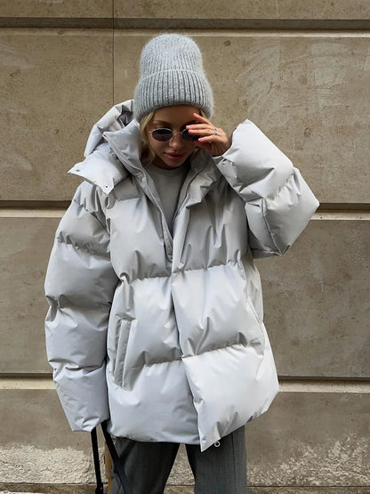 Women's Down Jacket Warmth Fashionable Loose Comfortable Solid Cotton Jacket 2024 New Autumn Winter Casual Simple Daily Overwear