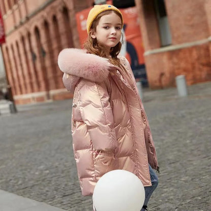 Warm and thick down jacket for girls from 4 to 12 years old