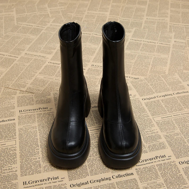 Bottes hautes à talon carré pour femme