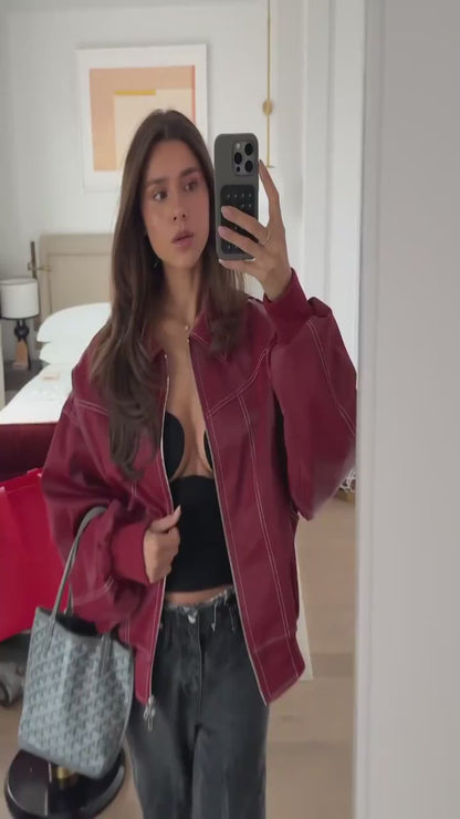 Veste ample en cuir PU pour femmes - Mode de rue