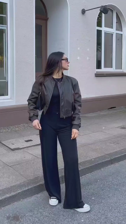 Veste femme courte en daim classique