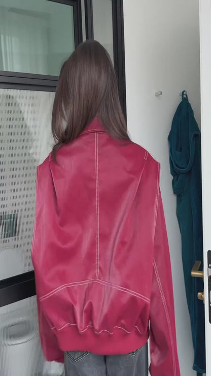 Veste ample en cuir PU pour femmes - Mode de rue